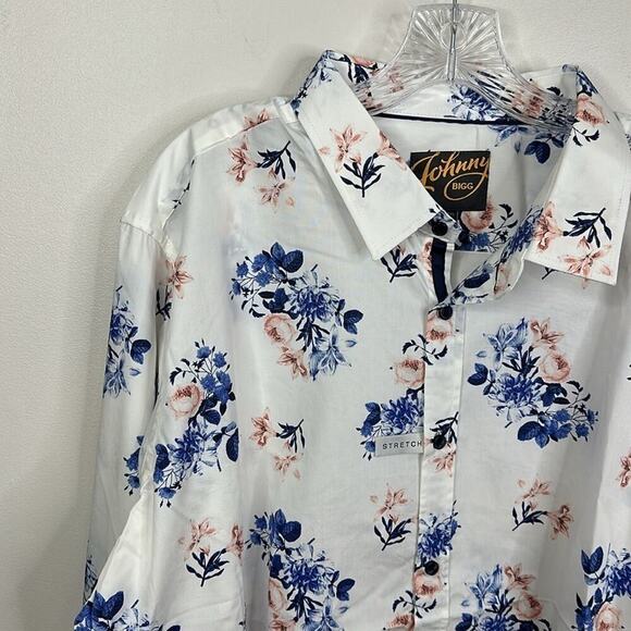 Johnny Bigg Men's Big & Tall William Floral Stretch Button Up Shirt in Pink 3XL - Picture 2 of 6